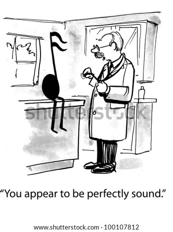 stock photo : Doctor gives good report to patient and says, "You appear to be perfectly sound".