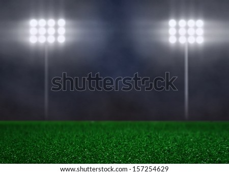 Empty Field with Spotlights and Smoke
