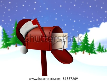 red mail box and hat