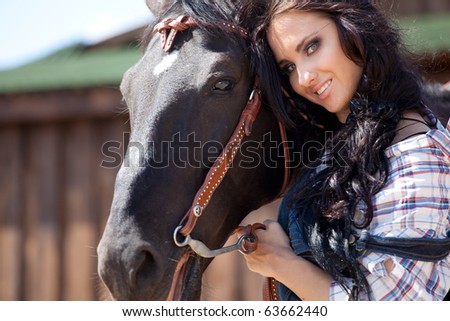 Cute cowgirl on ranch, wild west concept