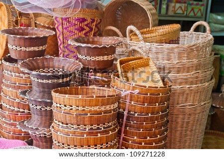 Bamboo basket in market