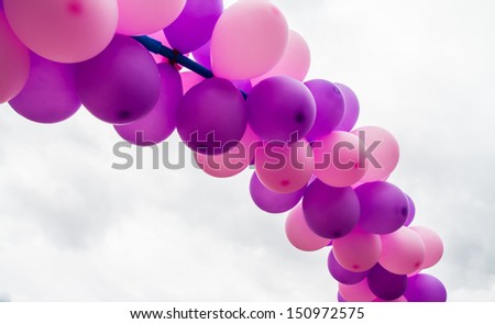 Group of floating balloons