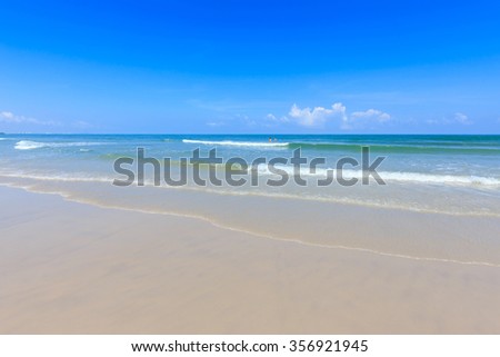 Blue sea and blue sky at hua hin beach, thailand