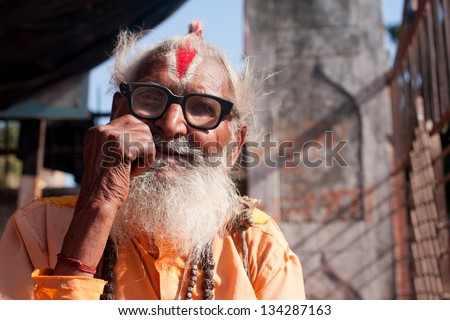 ORCHHA, INDIA - DEC 20: Elderly holy man \