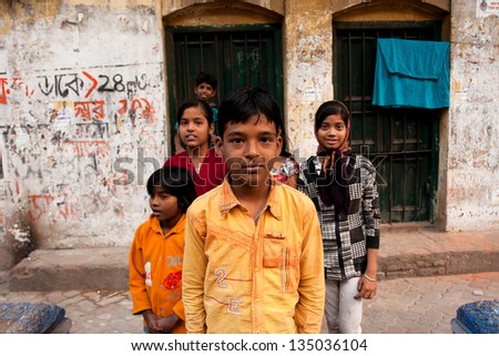 Kolkata, India - Jan 17: Unidentified Children Pose Outdoor After School Classes On January 17, 2012 In Kolkata, India. Kolkata\'S Literacy Rate Of 87.14% Exceeds The All-India Average Of 74%.