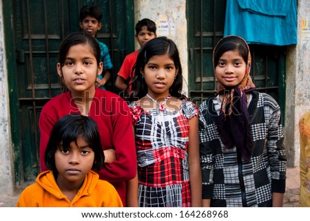Kolkata, India - Jan 17: Unidentified Children Pose On The Street After School Classes On January 17, 2012 In Kolkata, India. Kolkata\'S Literacy Rate Of 87.14% Exceeds The All-India Average Of 74%.