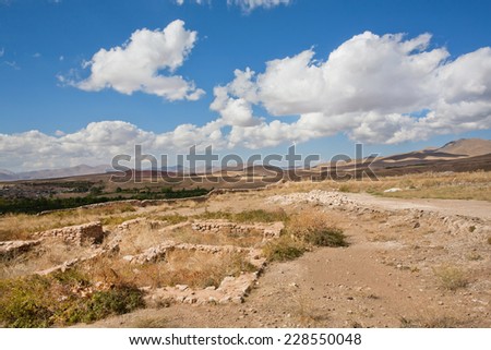 Remains of buildings of the ancient inhabitants of the mountains in the valley of the Middle East