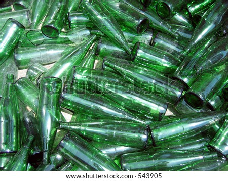 broken bottles in a waste pile