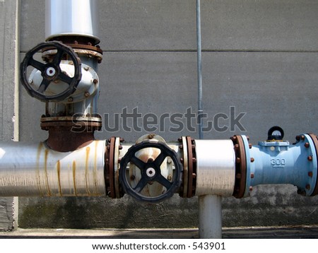 Set of control valves on a chemicals site