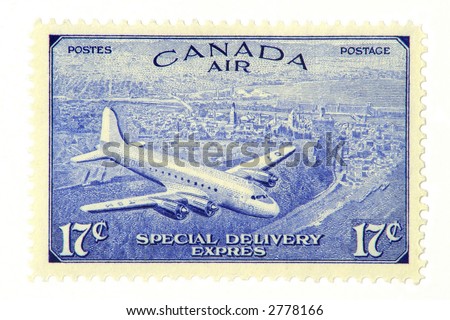 Special Delivery Express airmail postage stamp, Canadian, issued 1946.