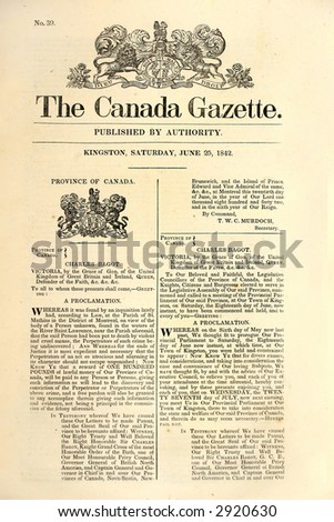 Very early Canadian newspaper of  1842.