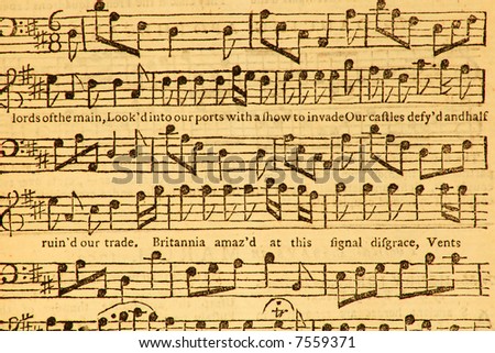 Vintage music sheet published in London in 1753.
