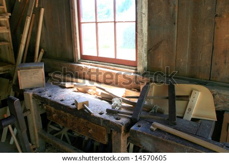 Wood working shop of an old country farm