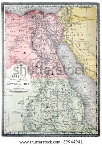 Stock Photo Original Map Of Egypt And Nubia Line Colored Printed In 39944941 