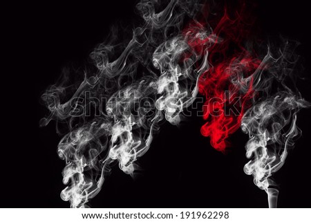 White smoke and red smoke.