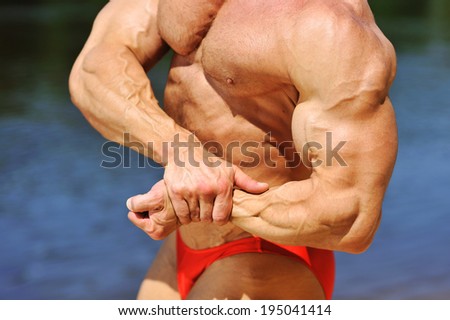 Muscular man torso - closeup
