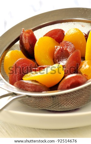 Cooking plum and peach