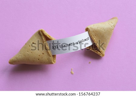 Broken fortune cookie showing a fortune saying, All the best wishes.