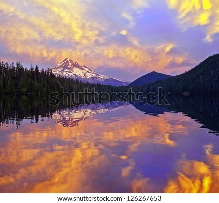Beautiful Sunset At Lost Lake Oregon