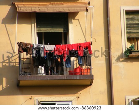 Laundry line in Bologna, Italy