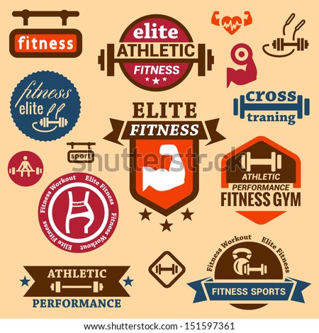 Elegant Fitness and Sport Vector Labels and logos.