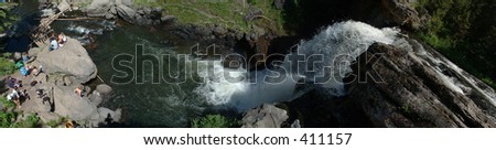 people relaxing at Moose Falls in Yellowstone NP