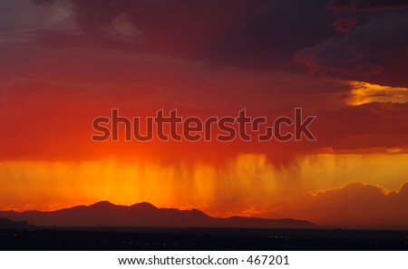 Sunset with stormy weather over Salt Lake Valley