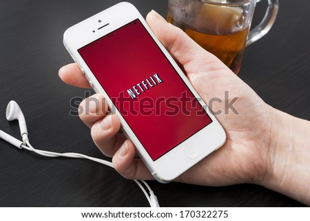 Hilversum, Netherlands - January 07, 2014: Netflix, Inc. Is An American Provider Of On-Demand Internet Streaming Media Available Founded In 1997 By Marc Randolph And Reed Hastings