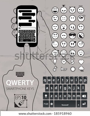 Vector qwerty keyboard items on old paper Vector qwerty keyboard items on old paper