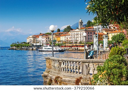 Scenic Como lake and Bellagio town in summer, Italy.