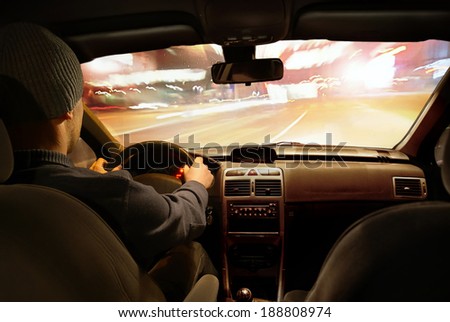 Driver going very fast through the town