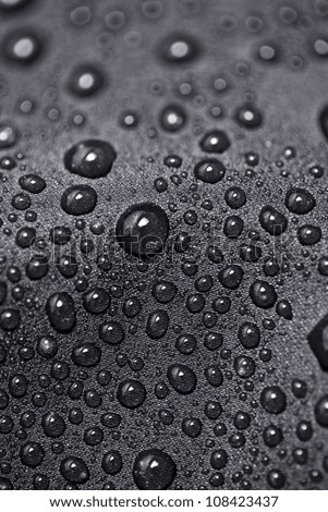 Lotus effect with water drops on black textile