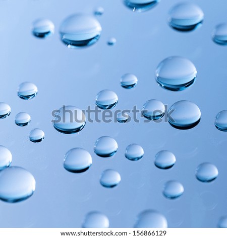 Waterdrops nano effect lotus effect on blue background