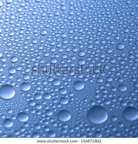raindrops lotus effect on blue background