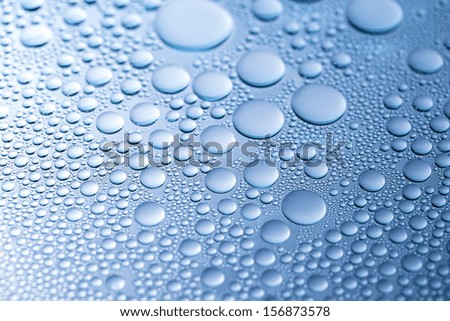 rain water drops lotus effect on blue background