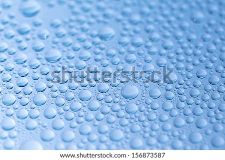 rain water drops lotus effect on blue background