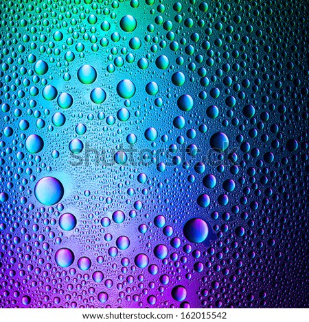 Waterdrops On Blue Purple Green Rainbow Gradient Background