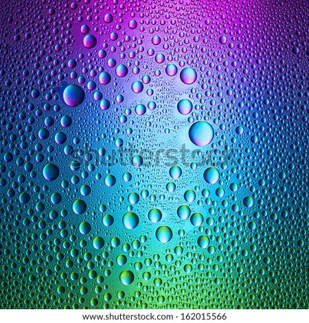 waterdrops on blue purple green Rainbow gradient background