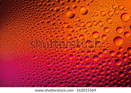 waterdrops on red orange gradient background