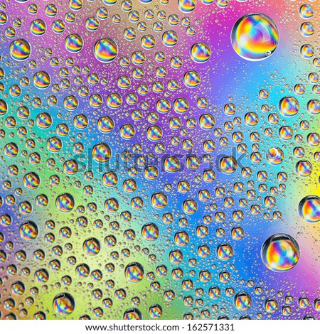water drops on Rainbow colorful orange blue purple gradient background