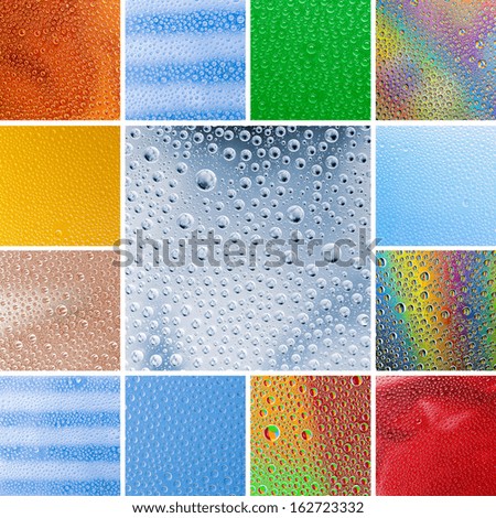 water drops colorful refraktion collage set gradient pattern stribes backgrounds in a set collage