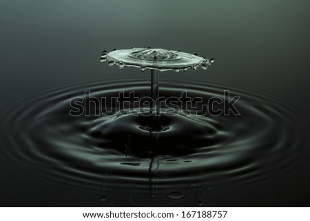 liquid art Water drop collision splash a Liquid Sculpture like a umbrella in green colors