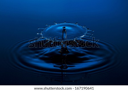 liquid art Water drop collision splash a Liquid Sculpture like a umbrella in blue colors