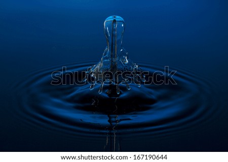 liquid art Water drop collision splash a Liquid Sculpture like a umbrella fungus in blue colors