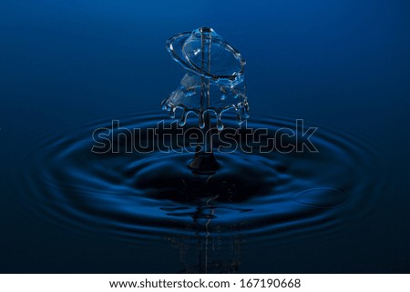 liquid art Water drop collision splash a Liquid Sculpture like a flower in blue colors