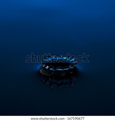 liquid art single Water drop crone splash a Liquid Sculpture in nature blue colors