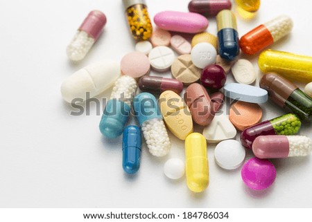 Tablets mix heap drugs pills capsules therapy doctor flu antibiotic pharmacy medicine medical