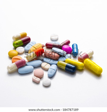 diferent Tablets pills capsule heap mix therapy drugs doctor flu antibiotic pharmacy medicine medical