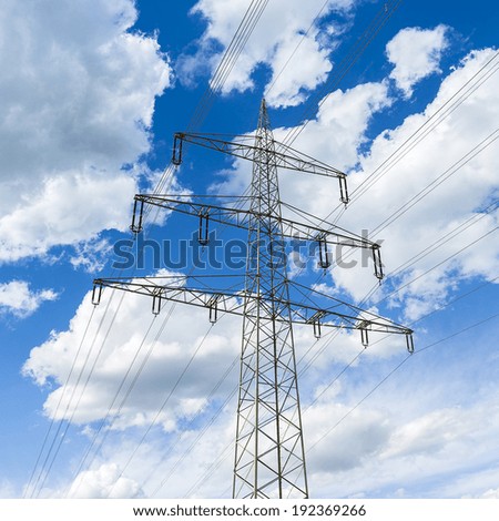 electric supply on blue cloudy sky long-distance pipeline