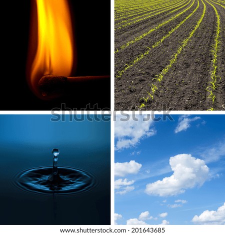 Four Elements Air Fire Water Earth collage